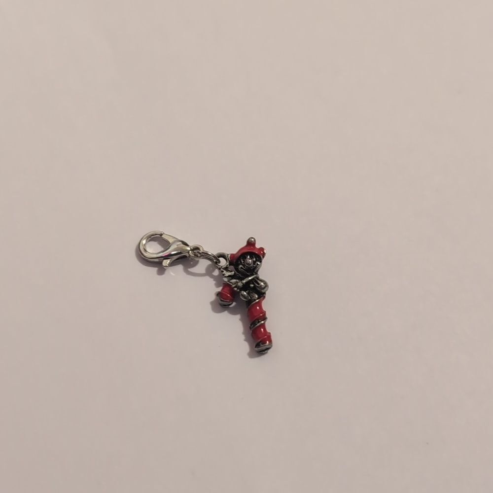 Silver and Red Candy Cane with Jolly Christmas Guy Bracelet‎ Charm